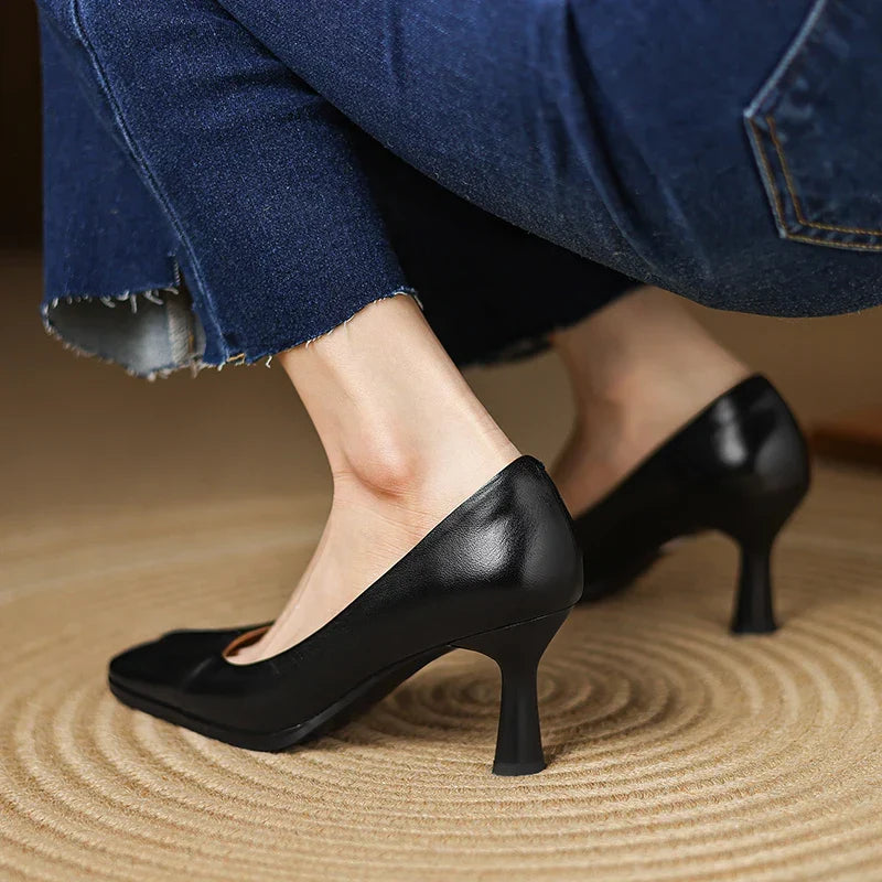 Amber Genuine Leather Heels