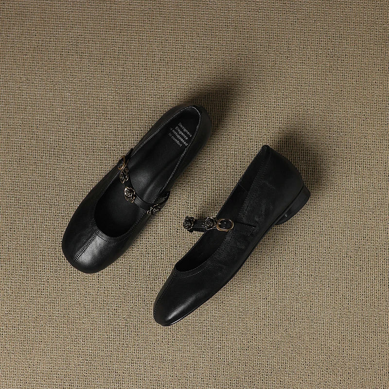 Rosie Genuine Leather Mary Jane Ballet Flats