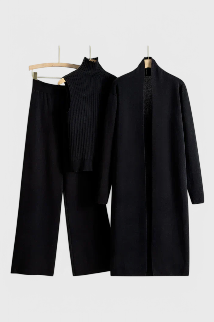 Mahalia Elegant Cut 3-Piece Soft Knit Ensemble