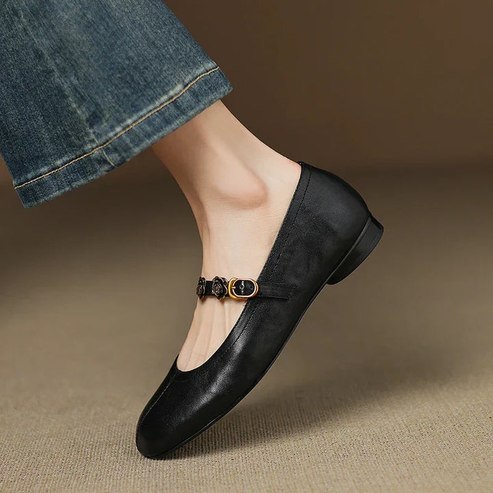 Rosie Genuine Leather Mary Jane Ballet Flats