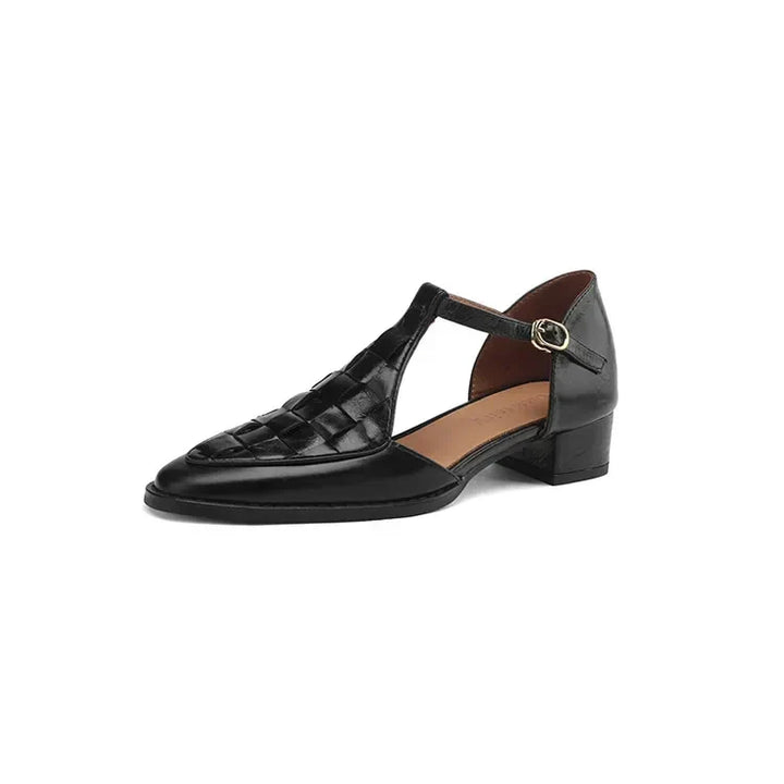 Celeste | Woven T-Bar Low Heels