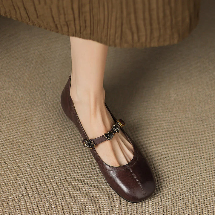 Rosie Genuine Leather Mary Jane Ballet Flats