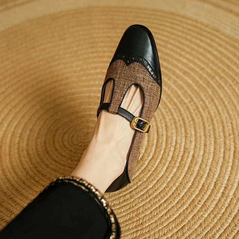 Mora | Two-Tone Brogue T-Bar Flats