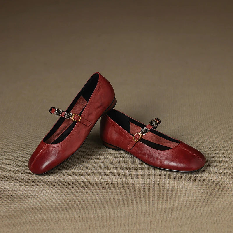 Rosie Genuine Leather Mary Jane Ballet Flats