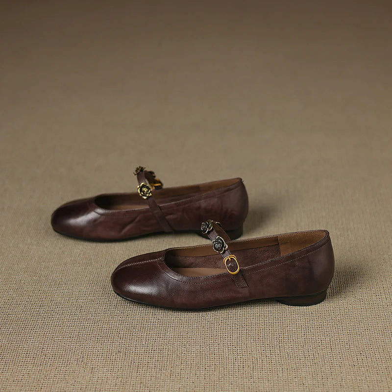 Rosie Genuine Leather Mary Jane Ballet Flats