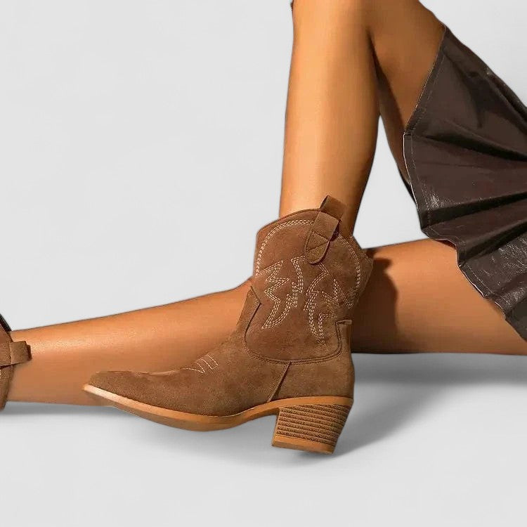 Pia™ | Embroidered Western Ankle Boots