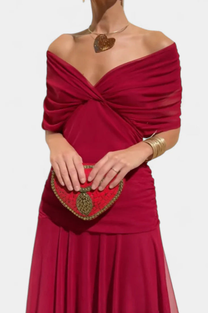 Elegant Chiffon Off-Shoulder Long Dress