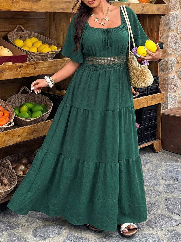 Floral Print Square Neck Maxi Dress