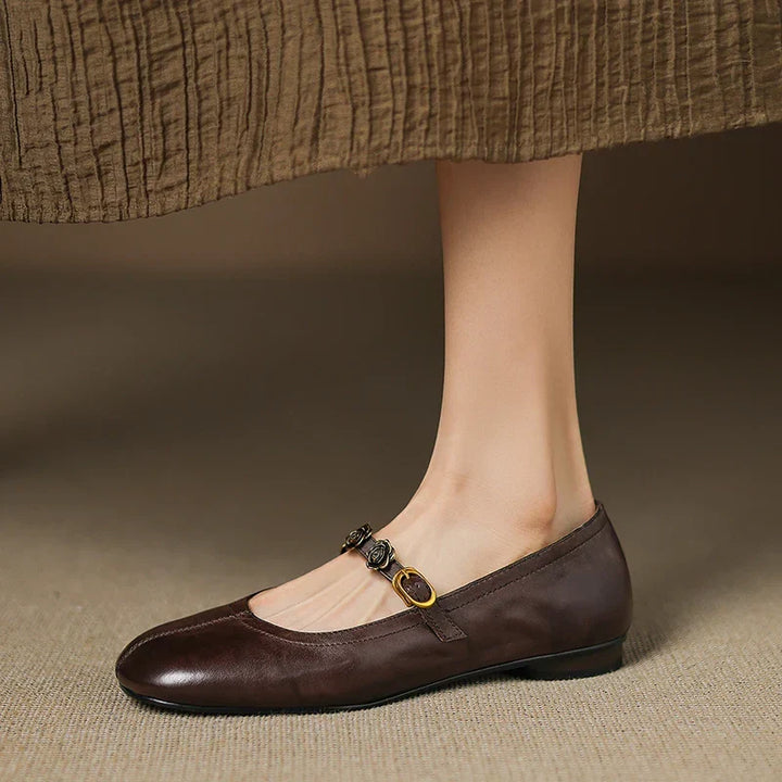 Rosie Genuine Leather Mary Jane Ballet Flats