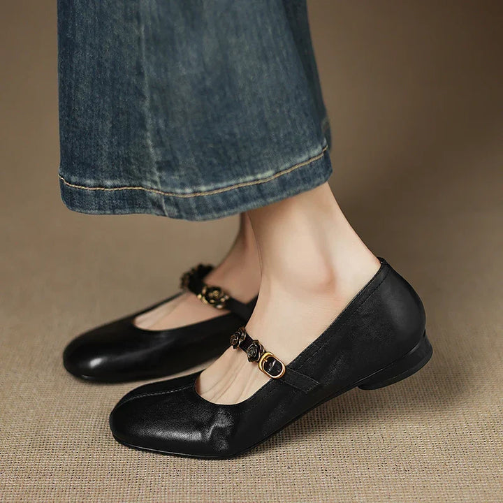 Rosie Genuine Leather Mary Jane Ballet Flats