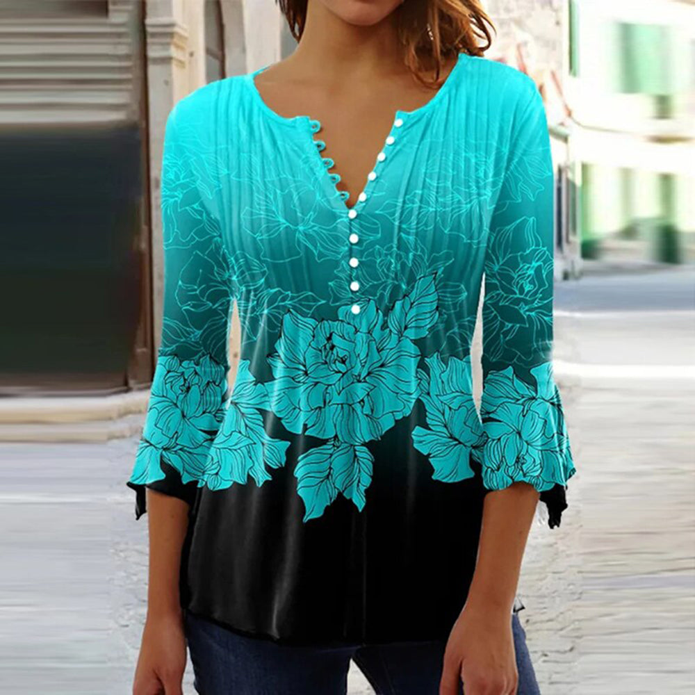 Sylvia™ | Elegant V-Neck Button Blouse