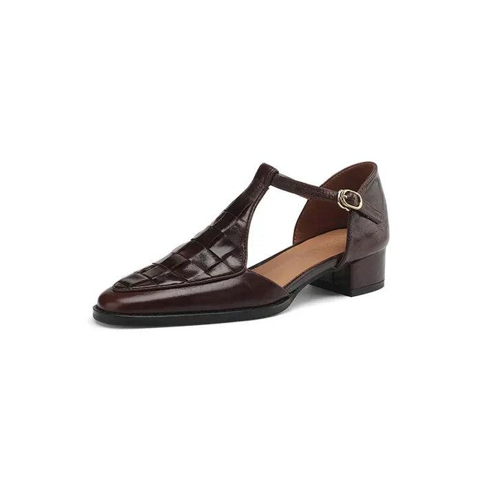 Celeste | Woven T-Bar Low Heels