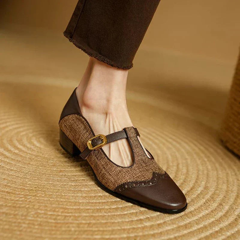 Mora | Two-Tone Brogue T-Bar Flats