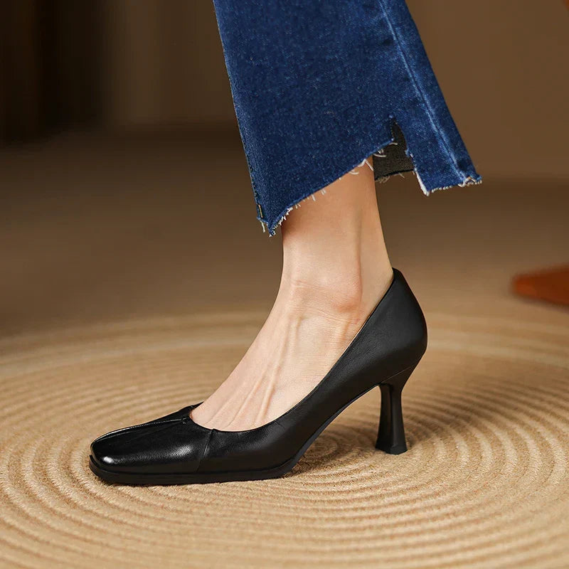 Amber Genuine Leather Heels