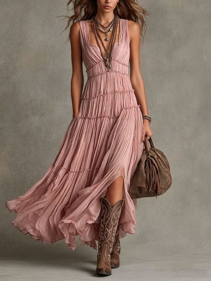 Women's Boho Layered Maxi Dress