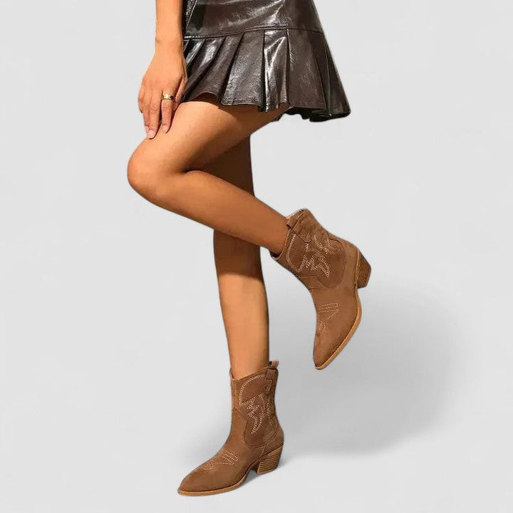 Pia™ | Embroidered Western Ankle Boots