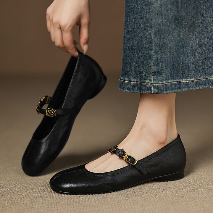 Rosie Genuine Leather Mary Jane Ballet Flats