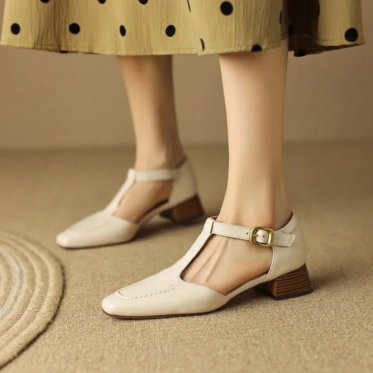Annabelle | Vintage Ankle-Strap Block Heels