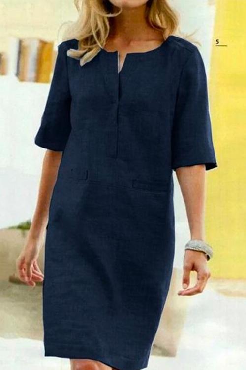 Karina™ - Linen-Cotton Shift Dress