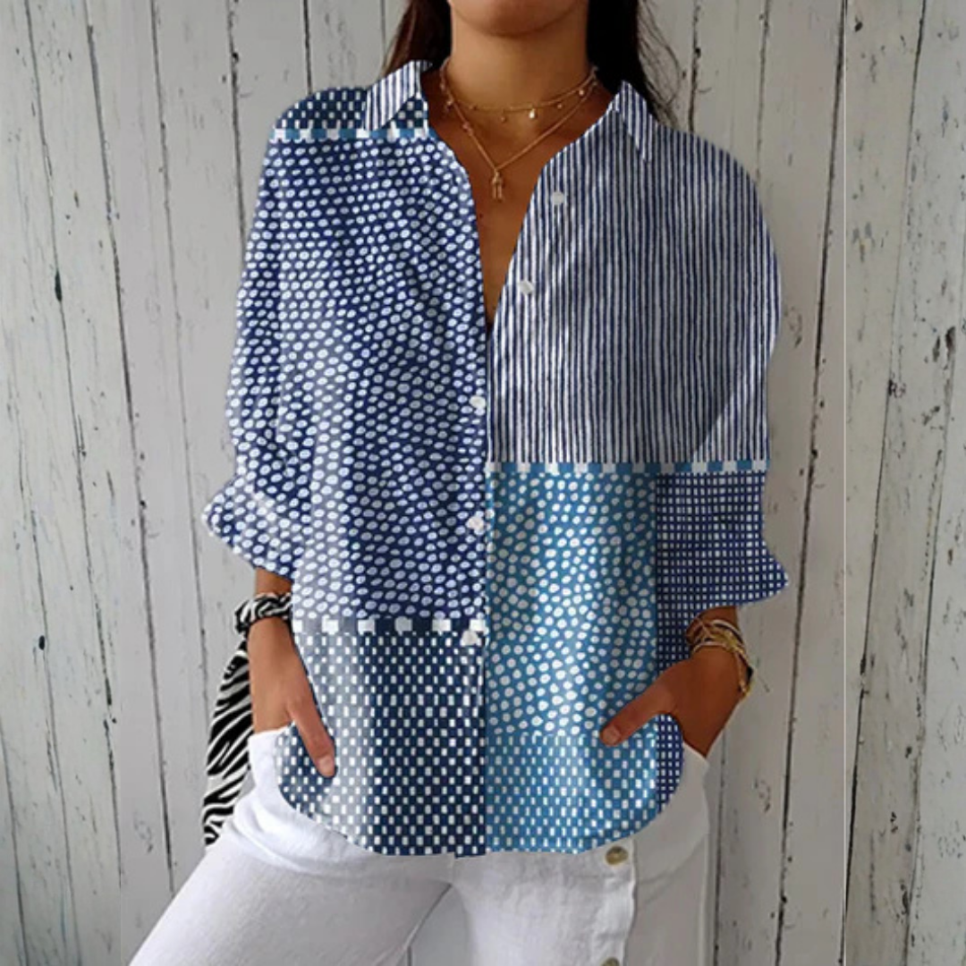 Edie | Ocean Patchwork Blouse