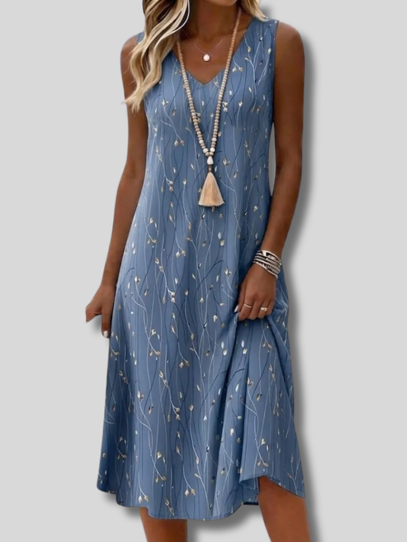 Evania™ | Women Floral Summer Dress V Neck Sleeveless Tank A-Line Dress