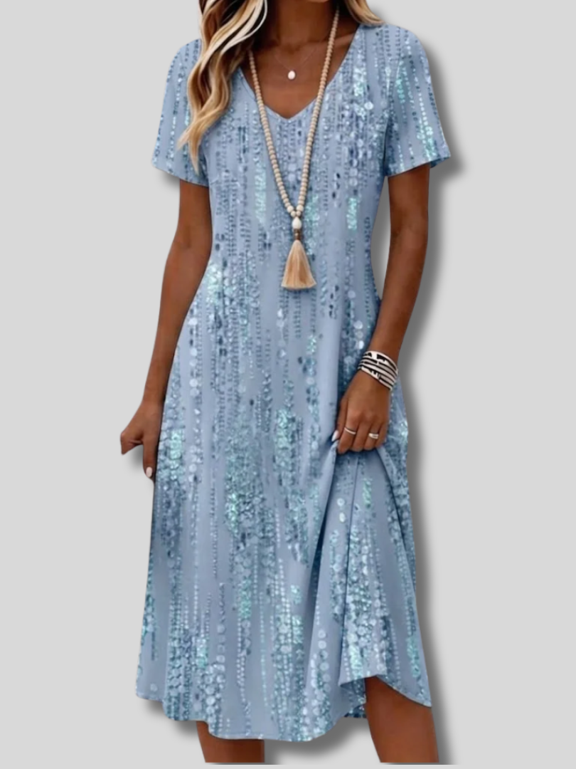 Danella™ | Women Floral Shirt Collar Short Sleeve Comfy Casual Midi Dress