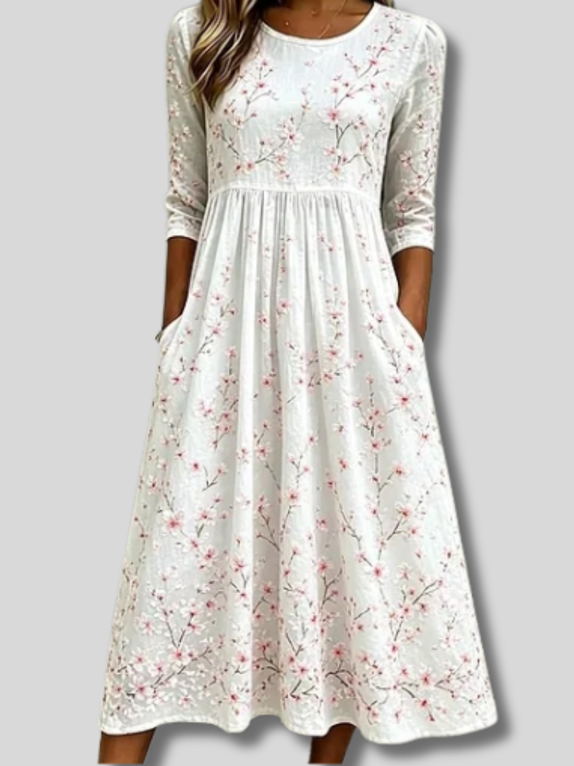Leocadia™ | Women Floral Summer Dress Crew Neck Half Sleeve A-Line Dress