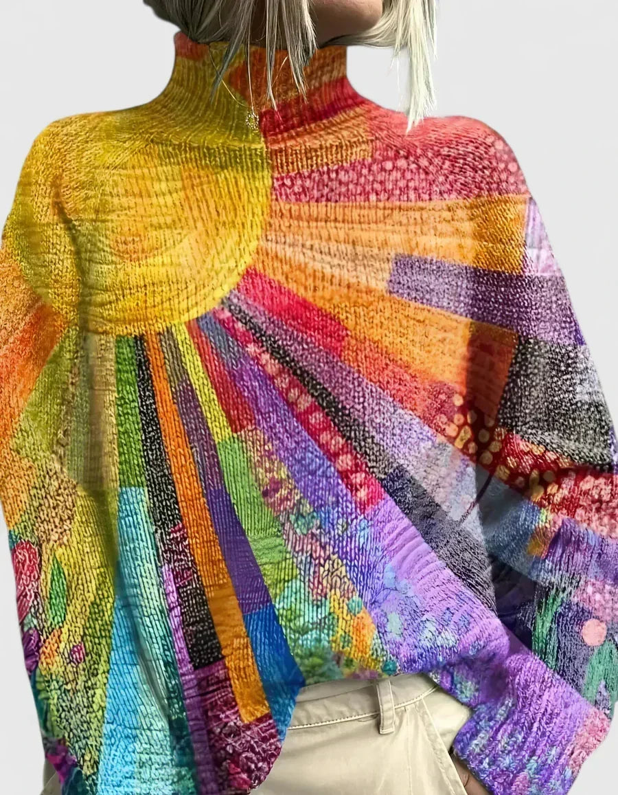 Nanette | Sunburst Patchwork Turtleneck