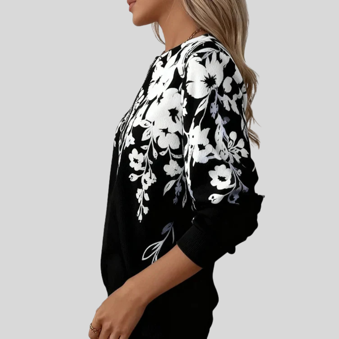 Milly | Floral Zip-Neck Sweatshirt