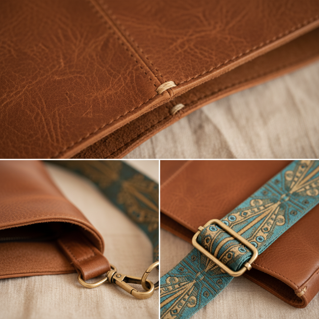 Arabel | Vintage Bucket Bag With Patterned Strap
