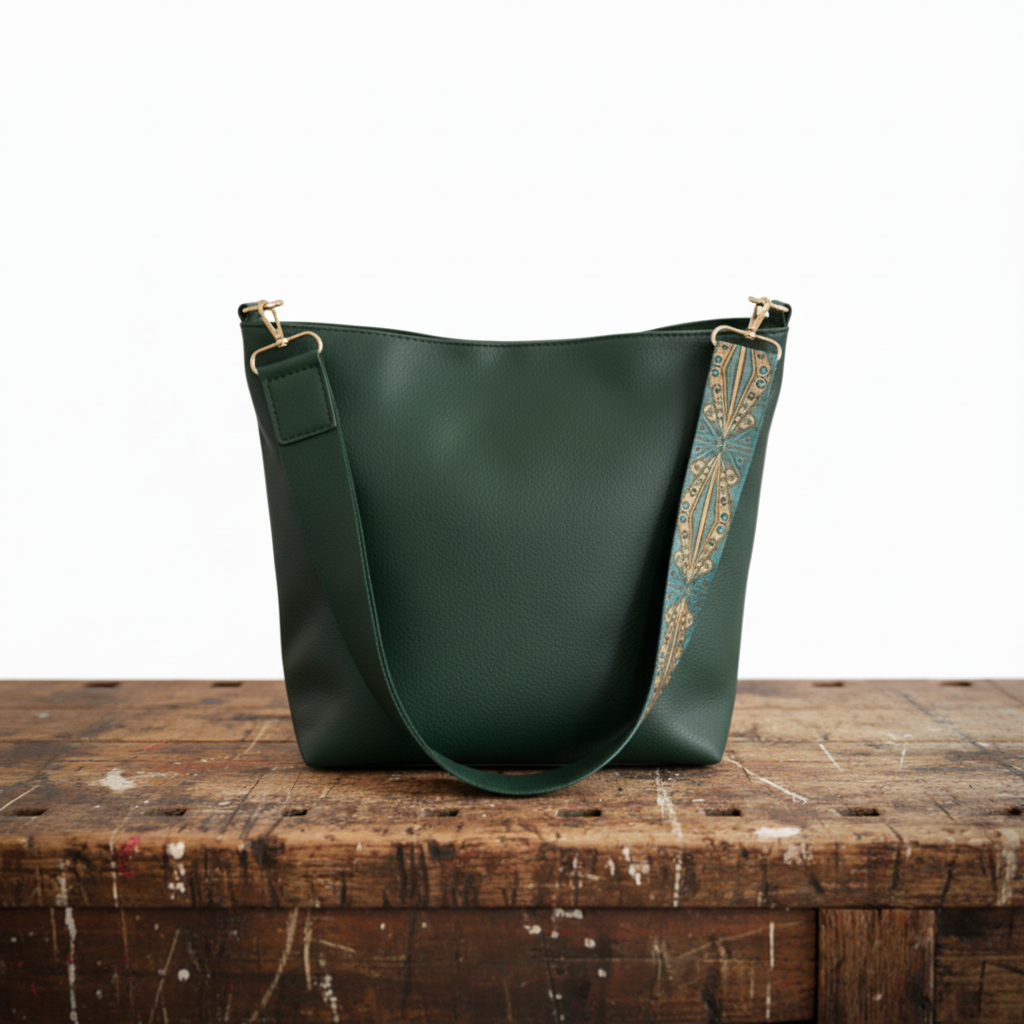 Arabel | Vintage Bucket Bag With Patterned Strap