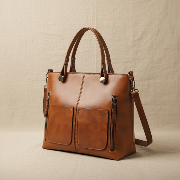 Isolda | Structured Tote With Front Pockets