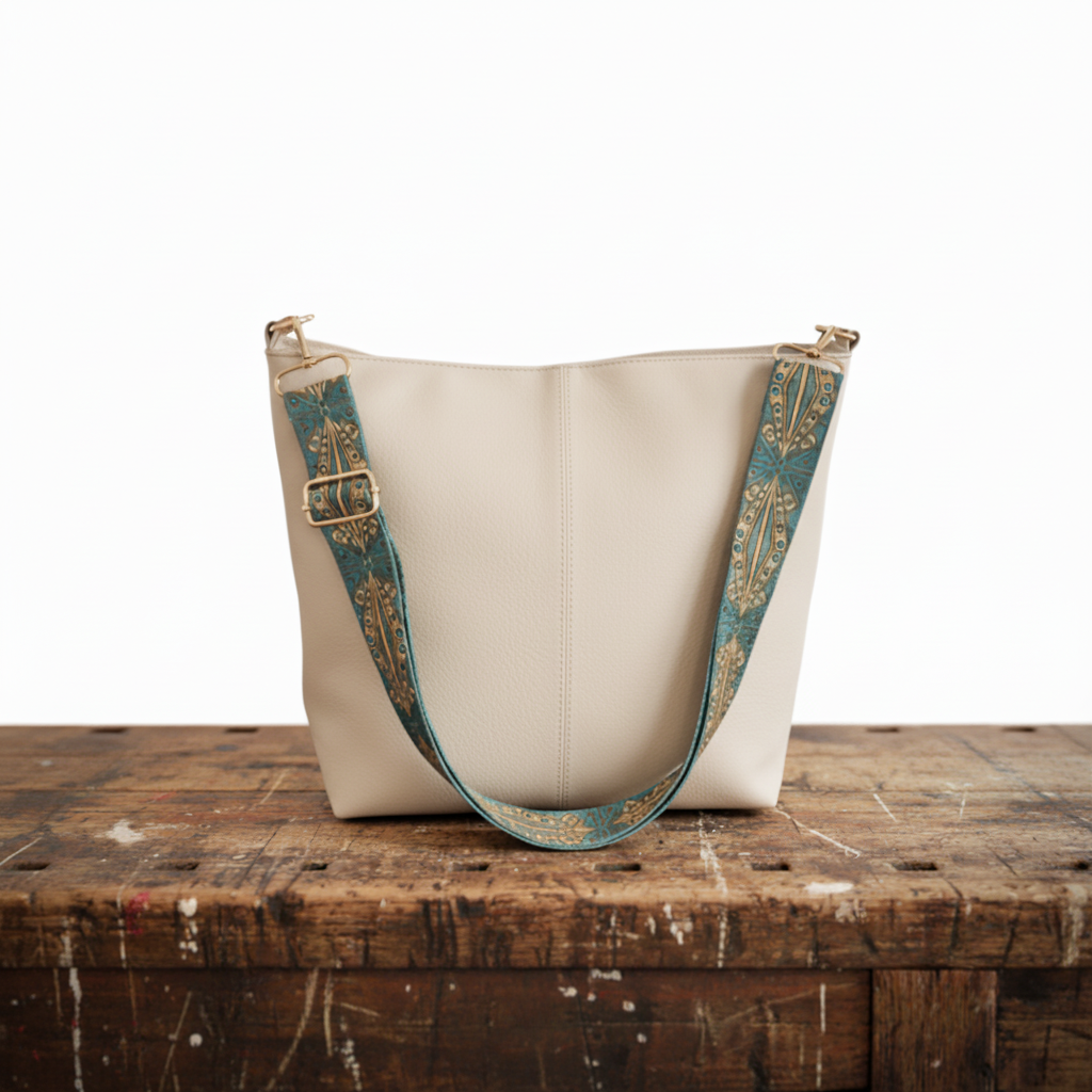 Arabel | Vintage Bucket Bag With Patterned Strap