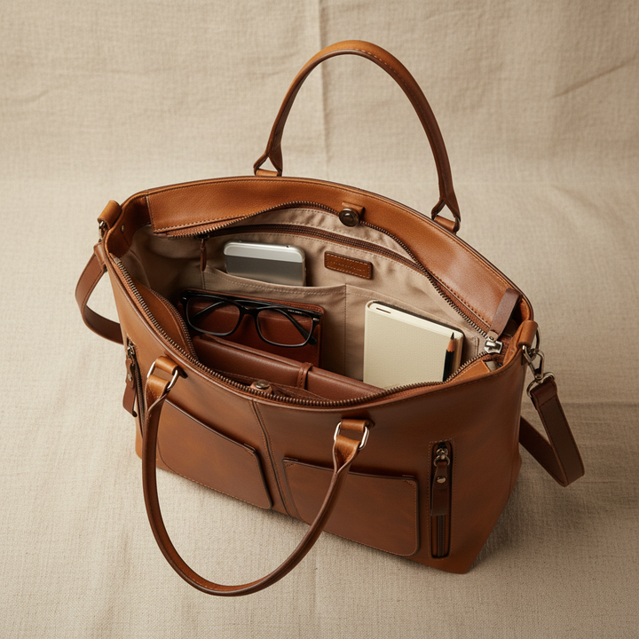 Isolda | Structured Tote With Front Pockets