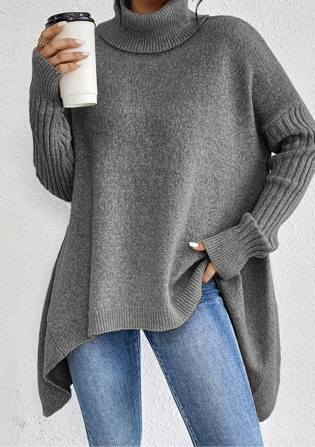Rosamund | Oversized Turtleneck Knit Sweater