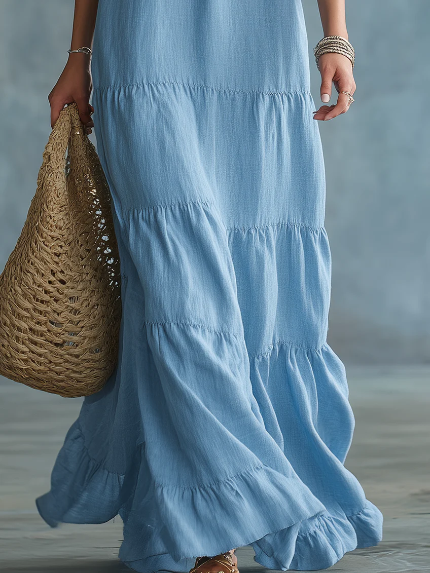 Claudia™ | Elegant Ruffle Neck Maxi Dress