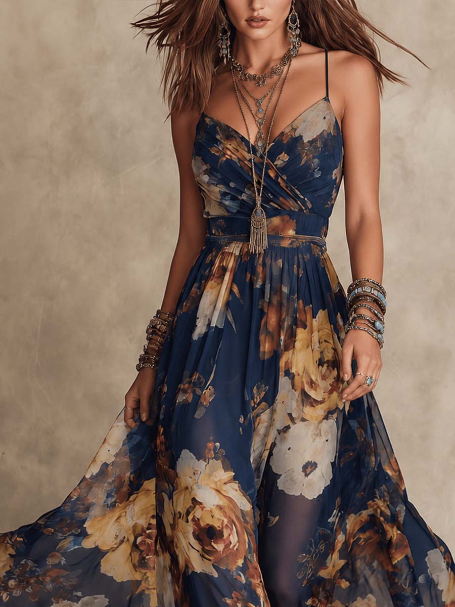 Milania™ | Floral maxi dress with straps