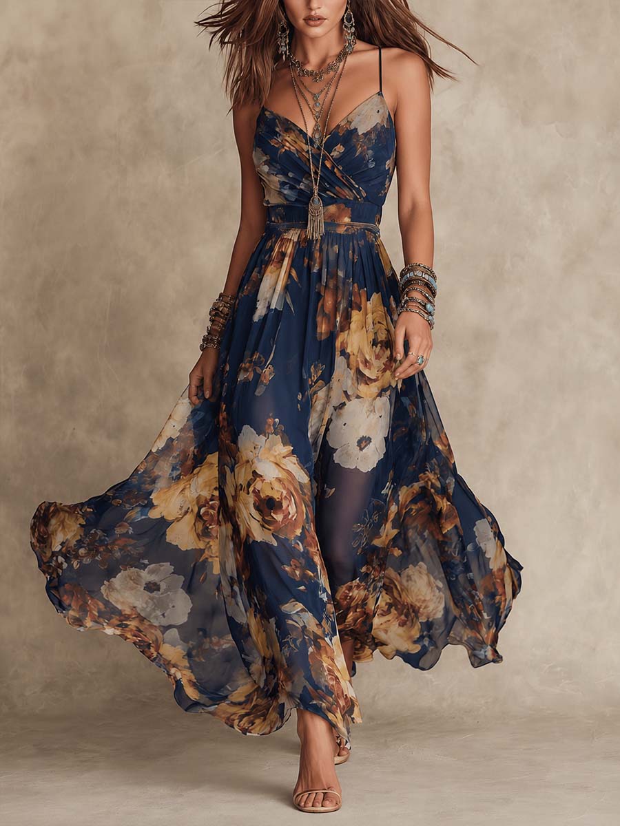 Milania™ | Floral maxi dress with straps