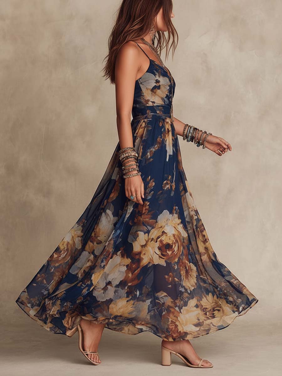 Milania™ | Floral maxi dress with straps