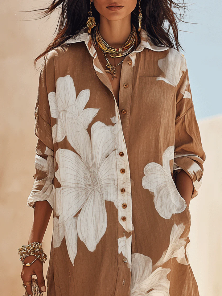 Elettra™ | Elegant Floral Button Maxi Dress