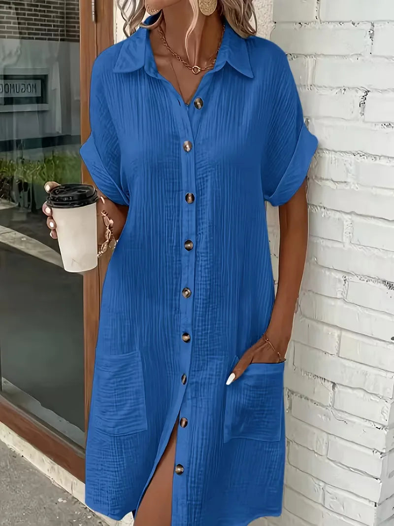 Shirt Dress with Short Sleeves