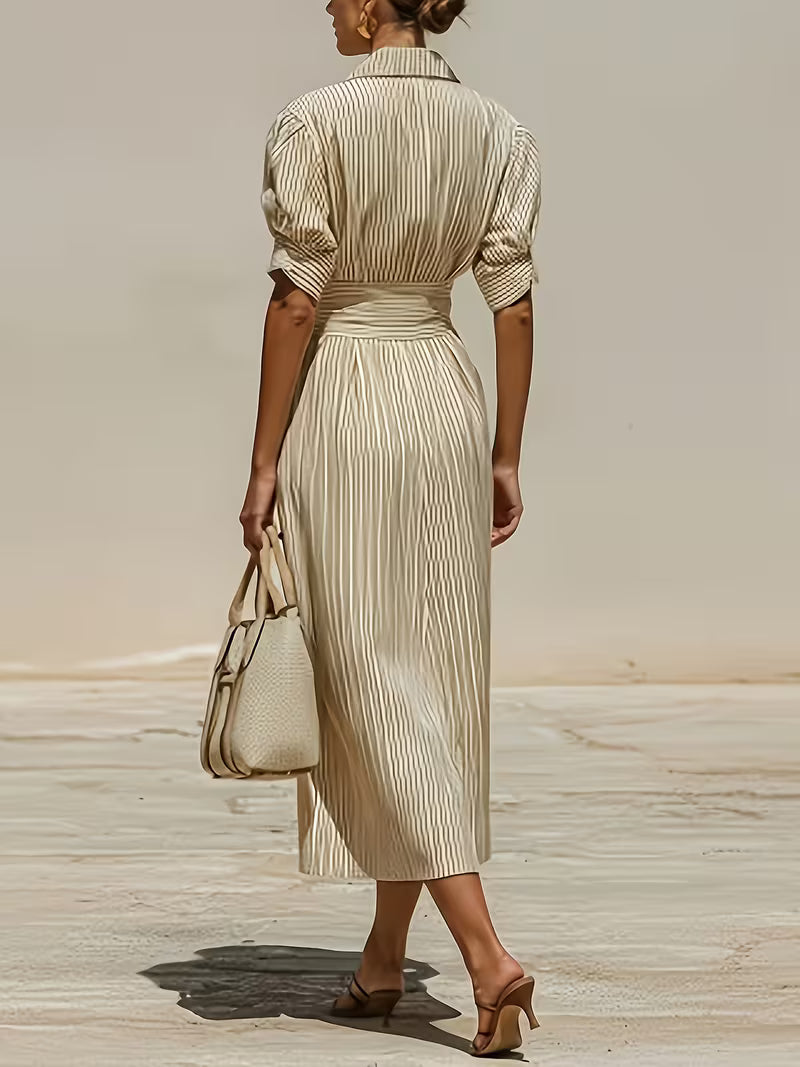 Dahlia™ | Elegant Striped Shirt Dress