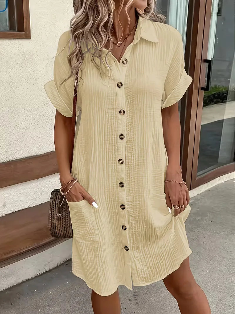 Shirt Dress with Short Sleeves