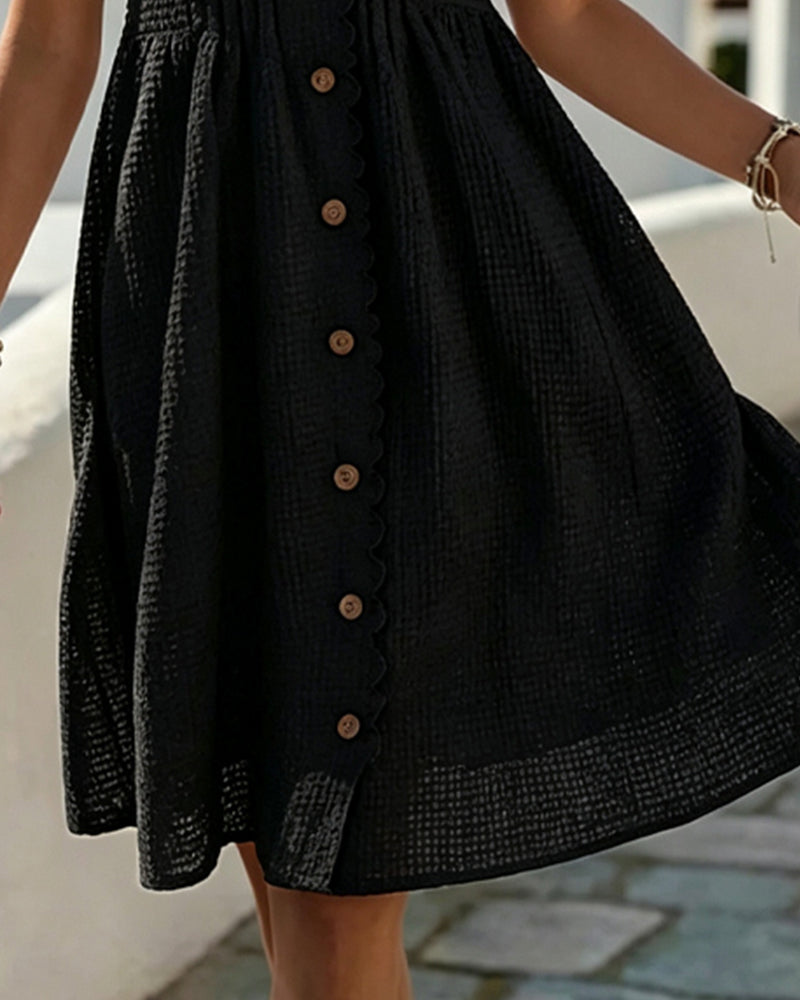 Deneke™ | Elegant Lace Sleeve Button Dress