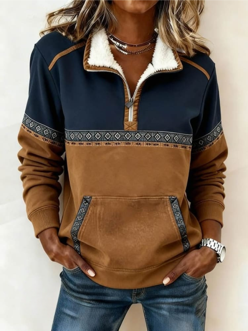 Gwennie | Sherpa Collar Colour-Block Pullover