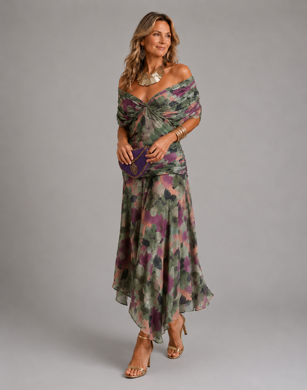 Elegant Chiffon Off-Shoulder Long Dress