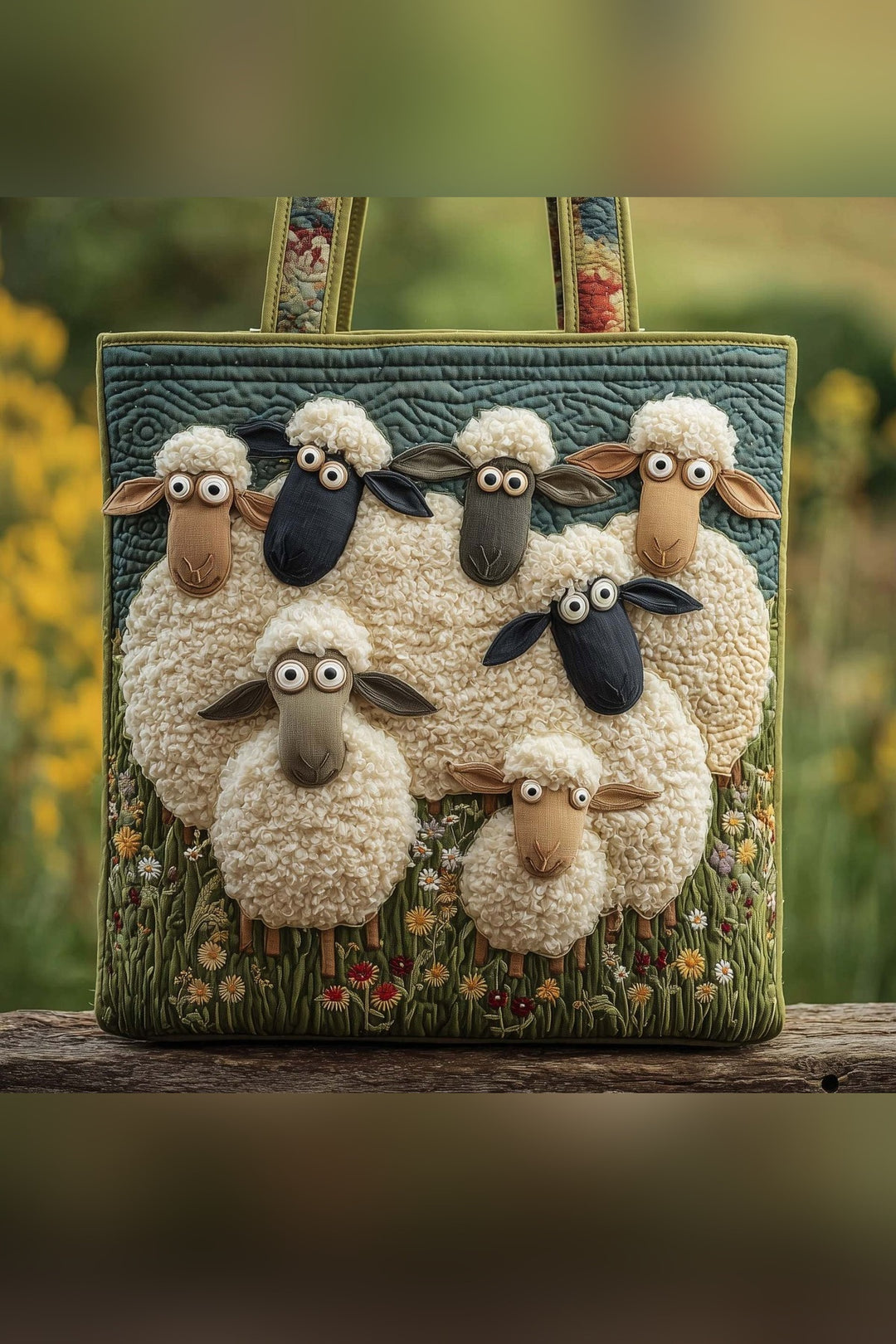Amaranth™ | Fluffy Sheep Flock Quilted Tote Bag