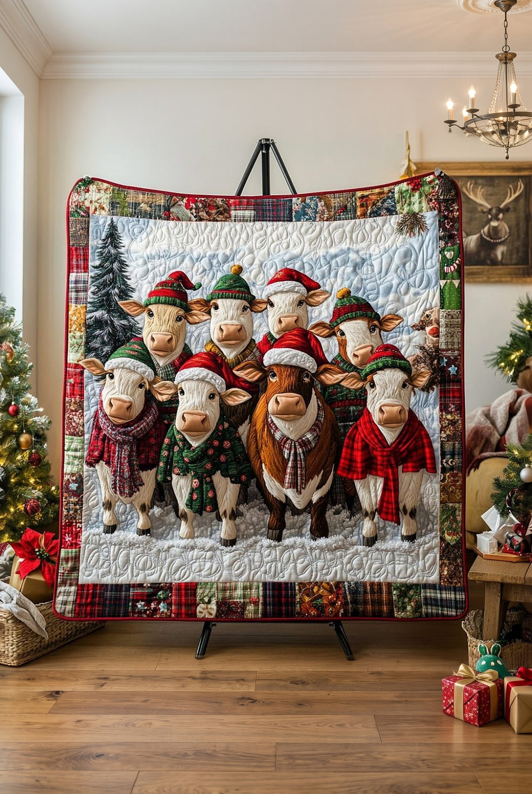 Aneira™ | Christmas Cows Quilted Blanket