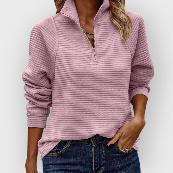 Sinead | Ribbed Zip Collar Pullover