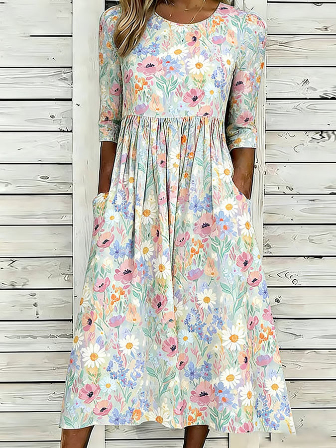 Sadie™ | Vintage Floral Art Print Dress